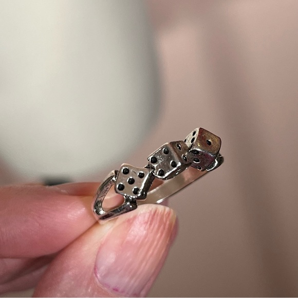 Vintage Retro Silver Dice Goth punk Disco Ring - Picture 13 of 16